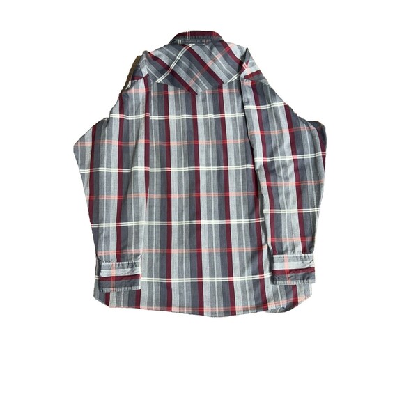 Vintage 90s Wrangler Blue Black Striped Pearl Snap Western Shirt Mens Size XL - Picture 2 of 3